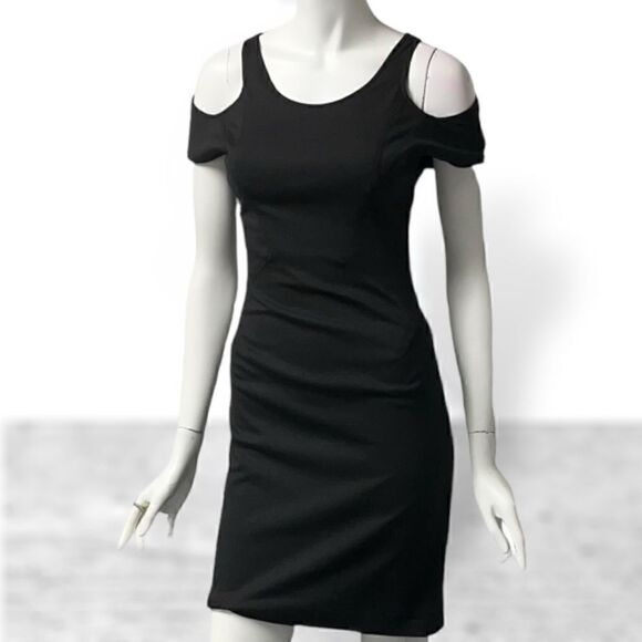 Zac Posen Cold Shoulder Black Mini Dress - Picture 2 of 7